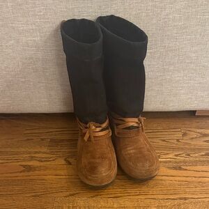 Steger Mukluks Two-Tone Suede and Fabric Boots